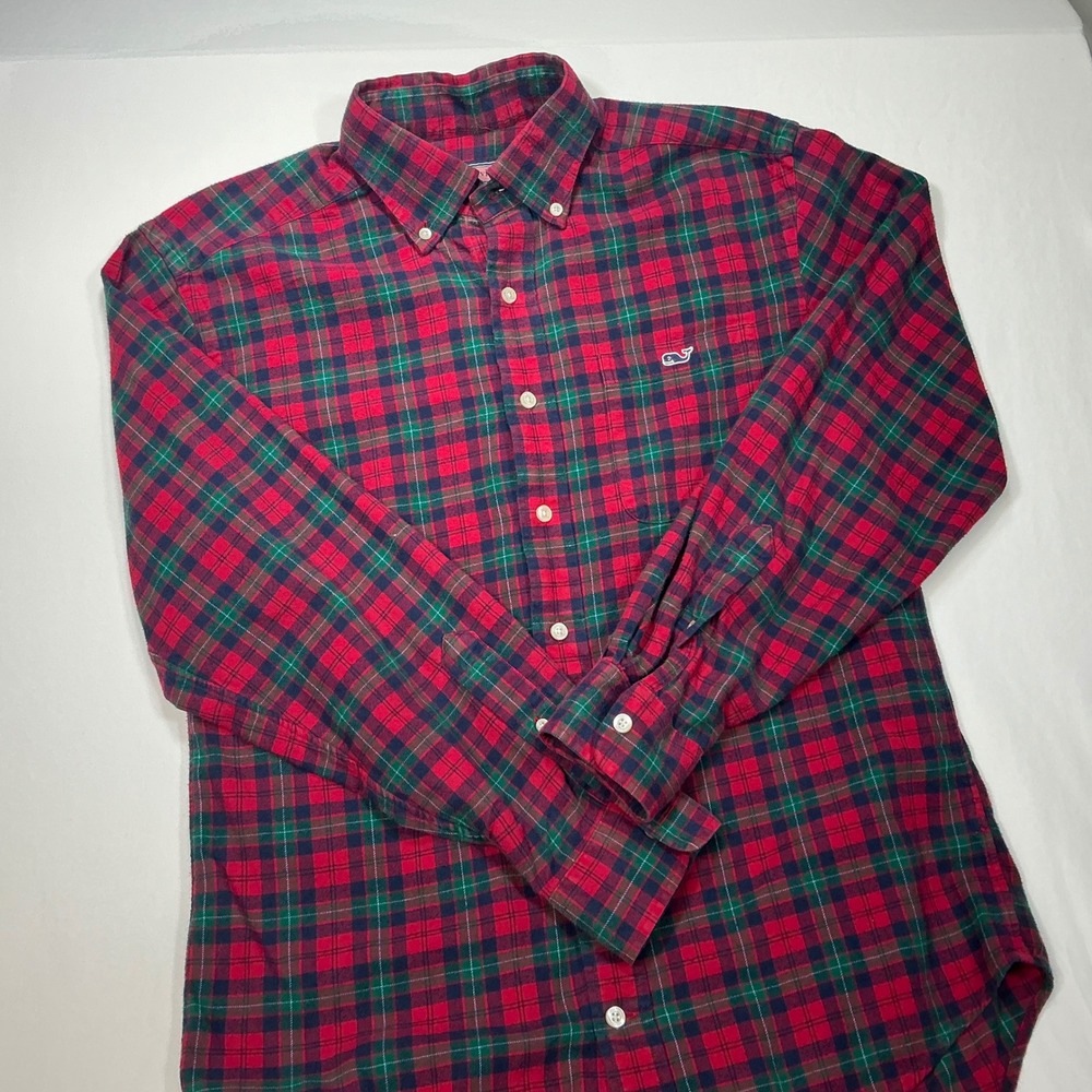 Vineyard Vines Mens Small‎ Red Green Plaid Tucker Flannel Shirt Button Down - Picture 7 of 8